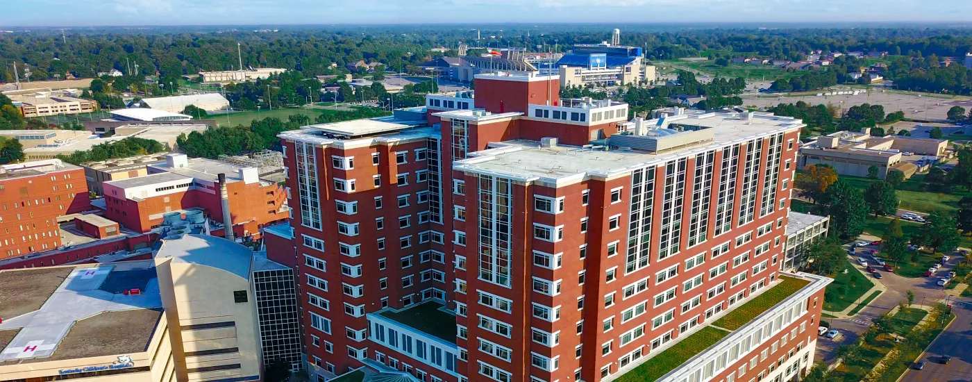 aerial view of pavilion A of the Chandler Medical Center