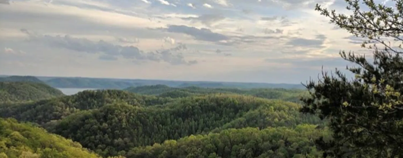 person standing at a vista of the mountains in Morehead