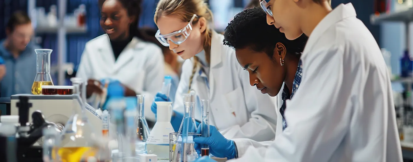 Students in research lab environment