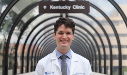 Cedric Thiel posing in Kentucky Clinic's pedway