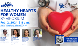 Healthy Hearts for Women Symposium event graphic listing the event date, FEBRUARY 02, 2024 8:00AM at the University of Kentucky
