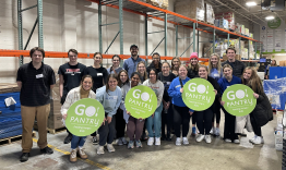 students pose after volunteering at GoPantry warehouse in Florence Kentucky 