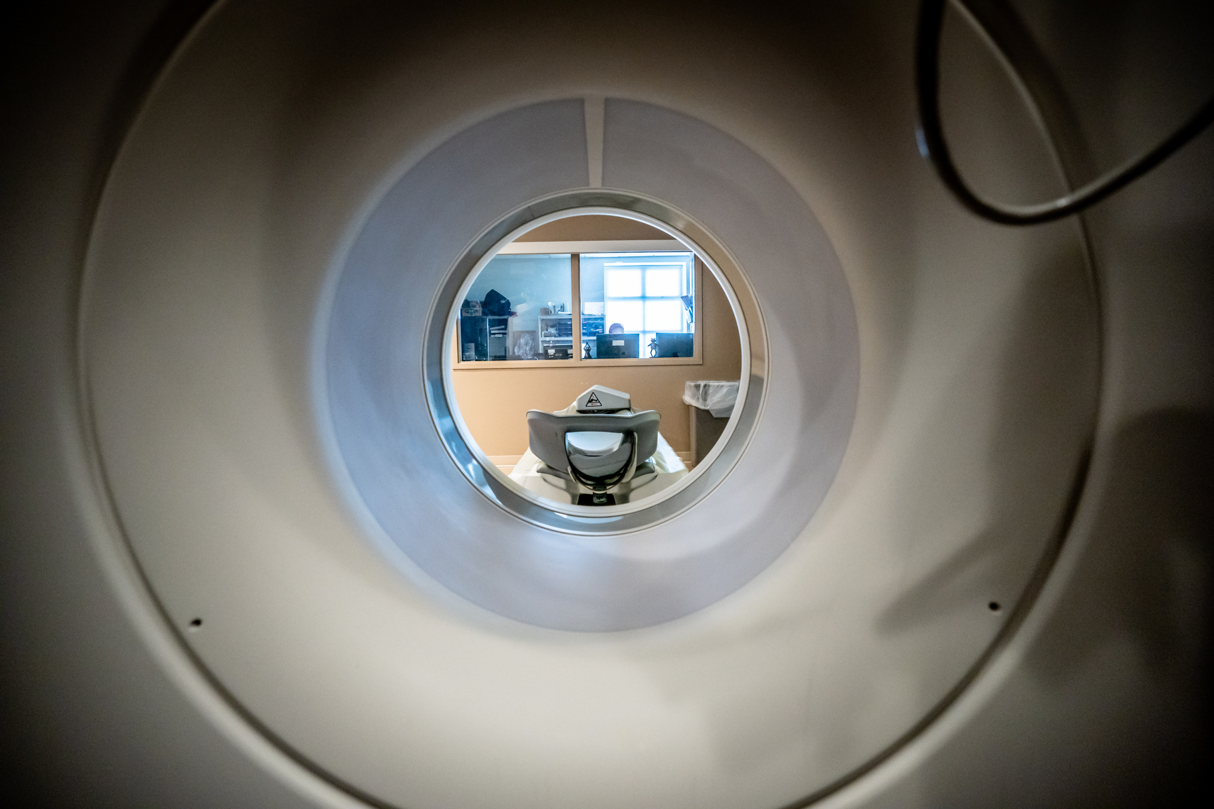 inside of a MRI machine looking out