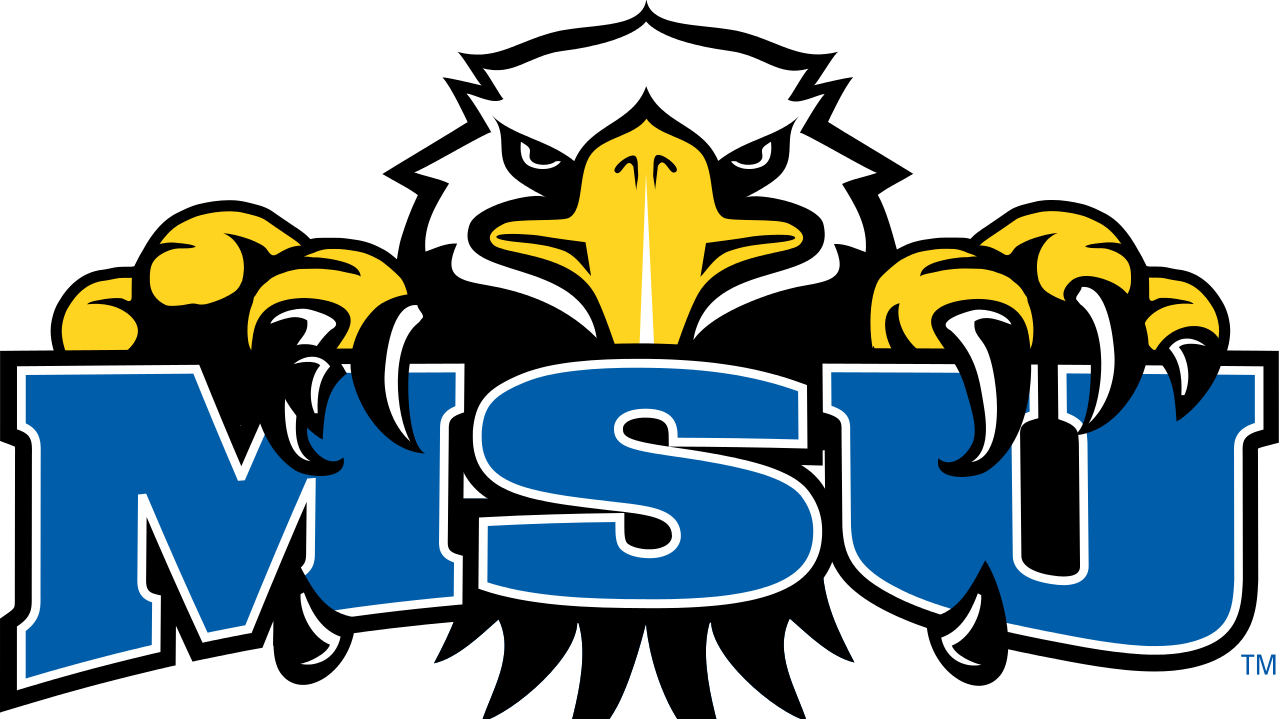 Morehead State athletics logo:  eagle grabbing 'MSU' in its talons