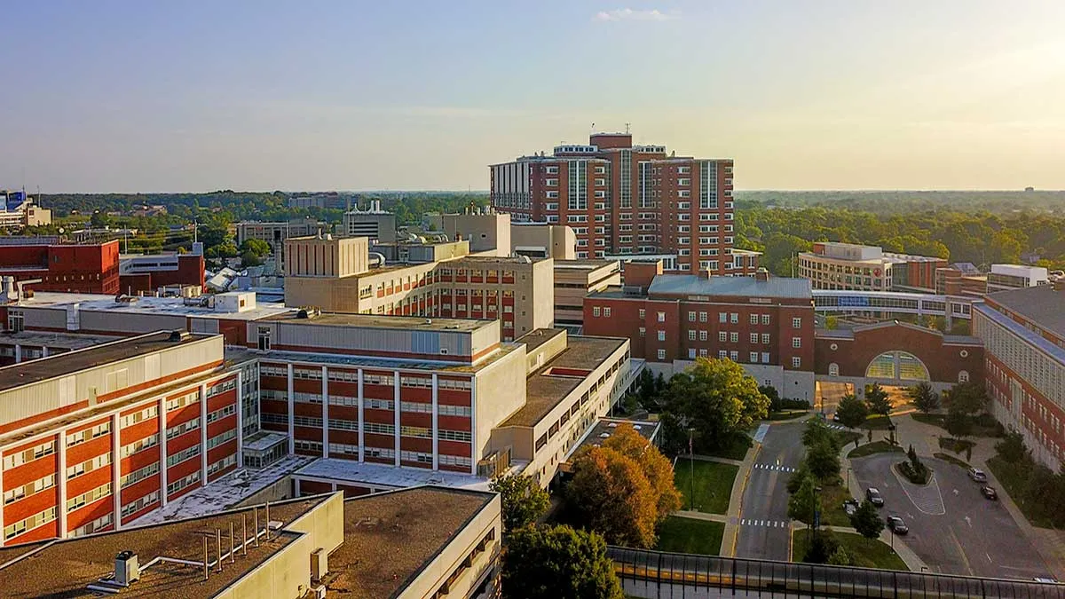 Aerial overview of Chandler Hospital complex