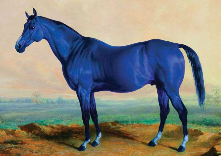 painting of a blue horse