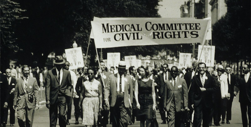 image of healthcare segregation protest/march