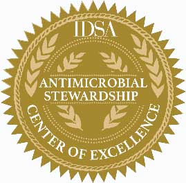 gold seal from the Infectious Diseases Society of America recognizing UK HealthCare as an Antimicrobial Stewardship Center of Excellence.