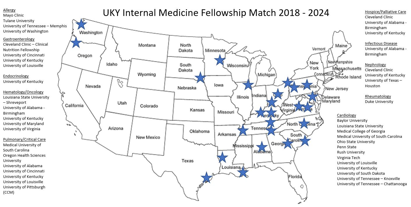 UKY IM Fellowship Match Map 2018-2024