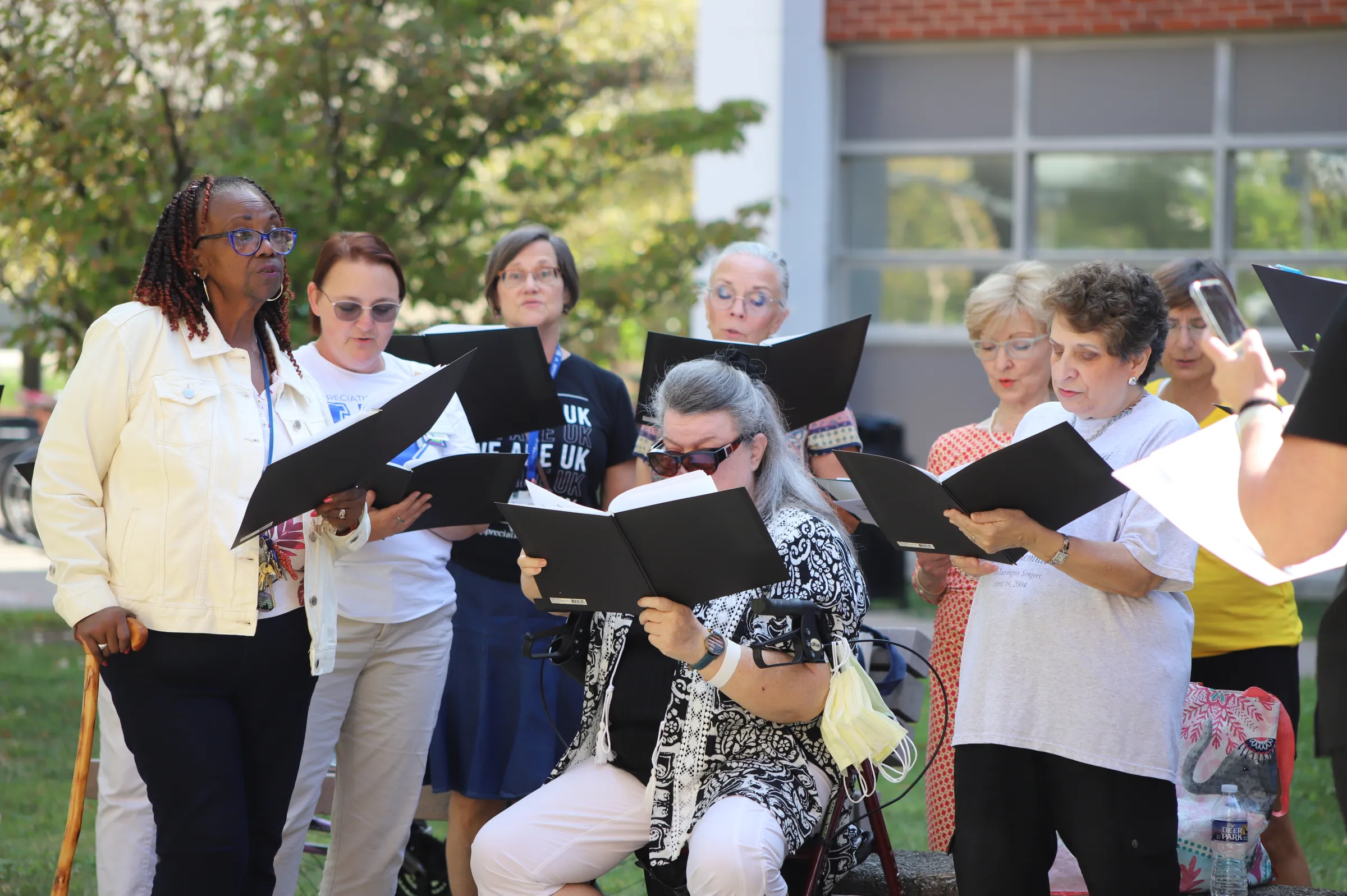 Group singing outside