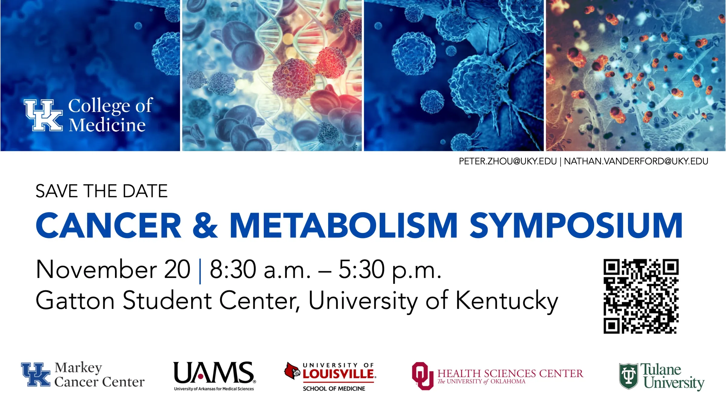 Save the Date for the Cancer & Metabolism Symposium - Nov. 20 - 8:30am to 5:30 pm, Gatton Student Center