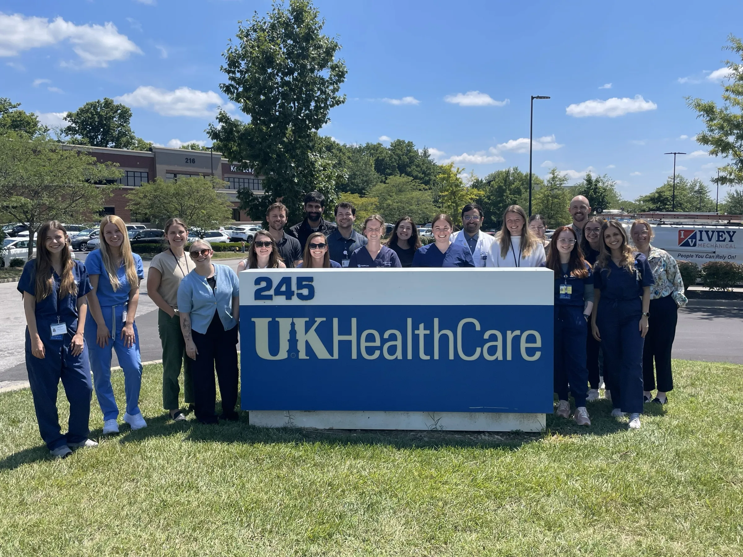 Residents and fellows standing outside of 245 Fountain Court