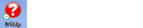 A screenshot of the red IT Help button, which is a circle with a white question mark inside