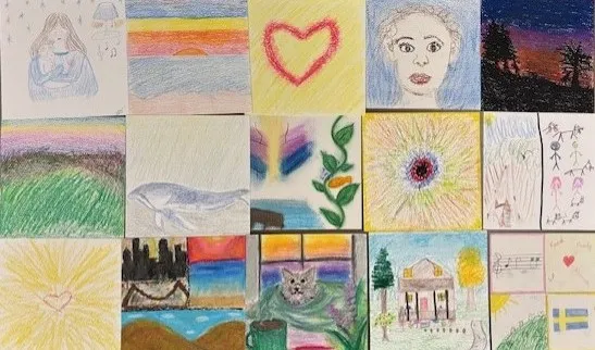 Colorful created tiles that are used to tell personal stories