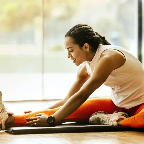 Woman stretching.