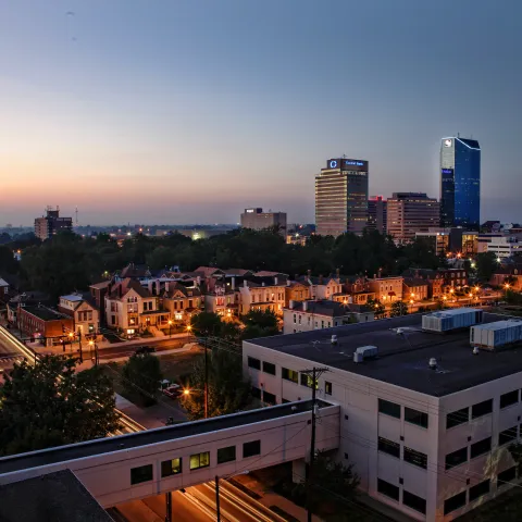 Lexington KY skyline at dusk