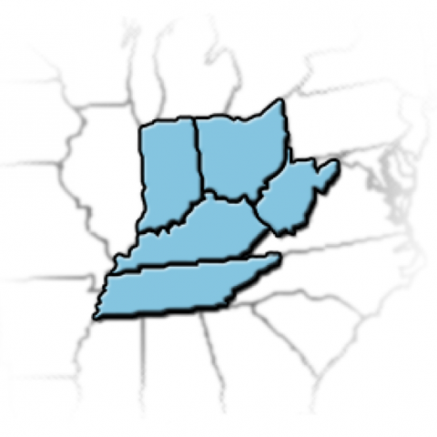 Kentucky, Tennessee, Indiana, Ohio and West Virginia highlighted on a map.
