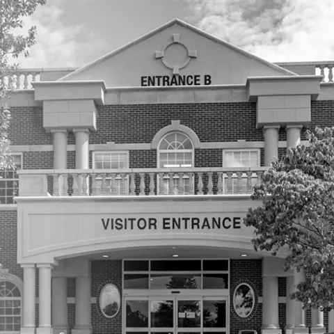 Vintage photo of Cardinal Hill Rehabilitation Hospital's visitor entrance