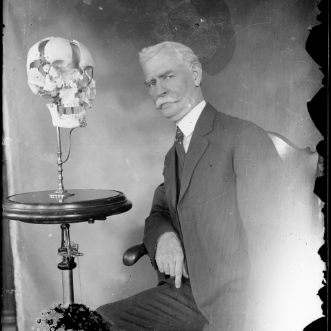 Glass Negative of Joseph WIlliam Pryor, the first chair of the Physiology Department