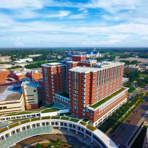 aerial view of pavilion A of the Chandler Medical Center