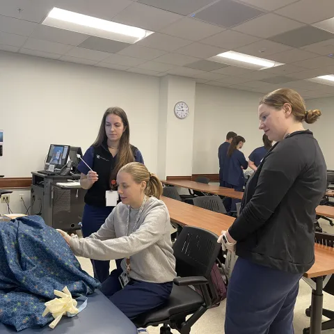 3rd year OBGYN Clerkship students participating in simulation training 