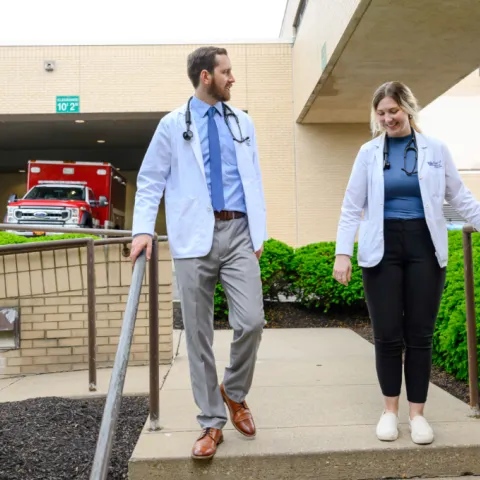 northern kentucky campus medical students walking hospital grounds