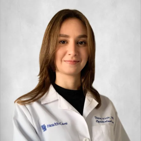 Headshot of Dr. Diana Khair smiling in her white coat