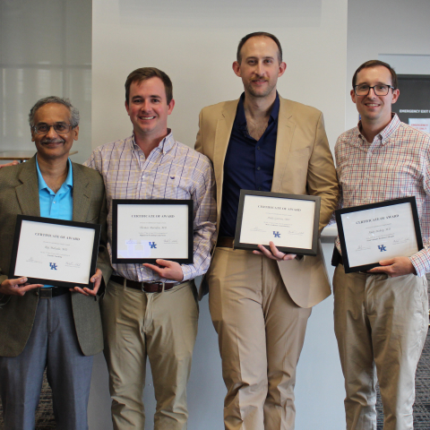 CT Surgery Award Recipients: Drs. Raj Malayala, Thomas Marsden, Andrew Gorton, and Andrew Bishop