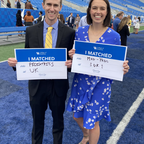 Kaylee Gouge, MD, and her husband on Match Day