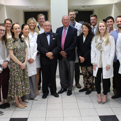 Dr. Henry Vasconez with medical students and the faculty and residents of the Division of Plastic and Reconstructive Surgery