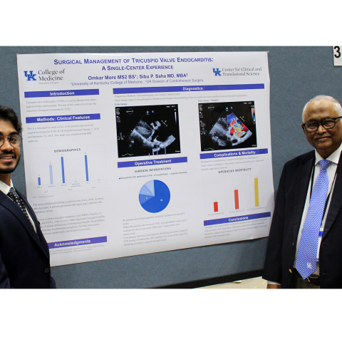 Omkar More and Dr. Sibu Saha at the research poster presentation