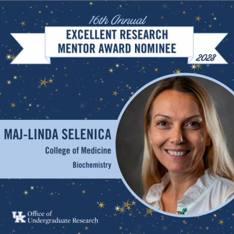 16th Annual Excellent Research Mentor Award Nominee: Maj-Linda Selenica, College of Medicine, Department of Molecular and Cellular Biochemistry