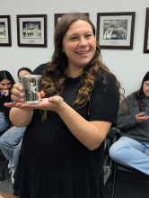 Dr. Dragich displays her traditional personalized julep cup. 