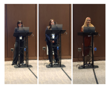 Cohort 6 SPARKlers Amy Moctezuma Perez, Ainsley Byers, and Mariam Younis give oral presentations of their research at the 21st Annual CCTS Conference