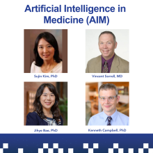 graphic featuring headshots of Drs. Kim, Bae, Sorrell, and Campbell