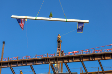 Beam going into place