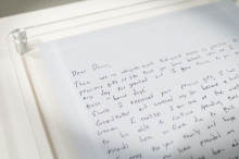 Thank you donor letter on display