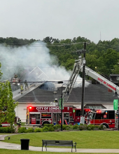 Huffman and Huffman damaged by fire (Photo by WLEX-18)