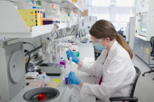 Dr. Sheppard working in Lab