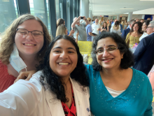 Challa is pictured with her mother and best friend at her 2022 White Coat Ceremony, marking the beginning of her medical school journey. “These four years have flown by, and I would not be where I am today without the support of the people who consistently stood by me.”