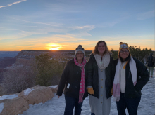Challa's mom, her best friend, Jami Fisher, and Challa pose for a photo at the Grand Canyon on a group vacation before medical school. 