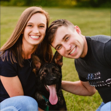 issacs, husband, and their gernman shepherd 