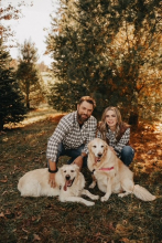 Reagan Stafford with her husband and dog