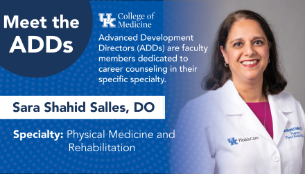 meet the adds spotlight graphic with a headshot of dr. sara salles