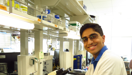 Rohan Desai working in the lab.