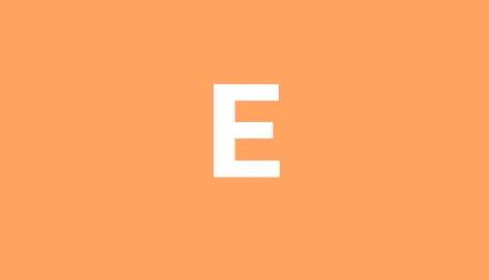 Orange background with white a "E" placed in the center. 