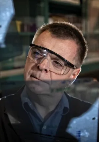 Paul Murphy looking at protein scans.