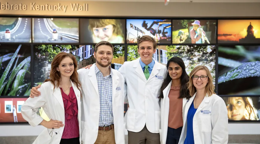 Group of medical students in the UK hospital.