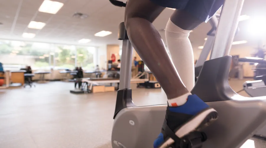 Patient exercising in a recreation facility