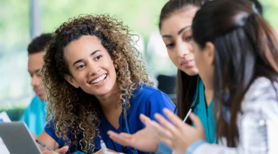 Medical students conversing